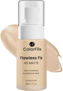 ColorFlix HD Matte Foundation, Flawless Fix, High Coverage, Waterproof, Oil Control Foundation