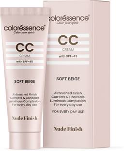 COLORESSENCE Face CC Cream with SPF-45 for Instant Glow & Correction|Free Lip Balm in Pack C1 Foundation