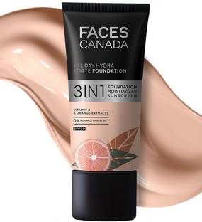 FACES CANADA All Day Hydra Matte Foundation | 3 in 1 - Foundation + Moisturizer + SPF 30 Foundation