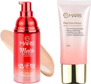 MARS Matte Mousse Foundation Golden Beige With Long Lasting Prime Primer  - 90 ml
