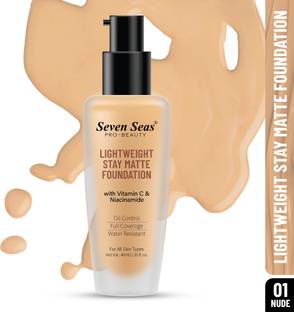 Seven Seas Stay Matte Foundation, Full Coverage Foundation | With Vitamin C and Niacinamide Foundation