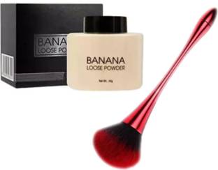 TRENDEE HUDA WATERPROOF HD LONG LASTING OIL CONTROLLING LIGHT BANANA LOOSE FACE POWDER& BRUSH Foundation