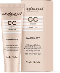 COLORESSENCE Face CC Cream with SPF-45 for Instant Glow & Correction| Get Free Lip Smoothie Foundation