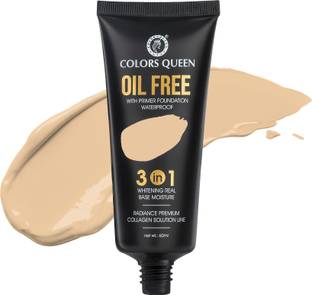 COLORS QUEEN 3 in 1 Oil Free, Long Lasting Waterproof Liquid Foundation with Primer Foundation