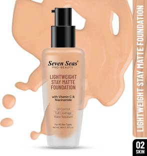 Seven Seas Stay Matte Foundation, Full Coverage Foundation | With Vitamin C and Niacinamide Foundation