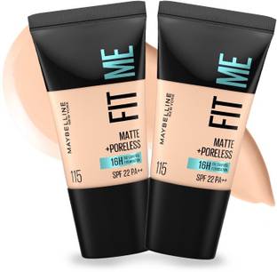 MAYBELLINE NEW YORK Fit Me Matte + Poreless 16H Oil Control Foundation, Shade 115, 18 ml, Pack of 2 Foundation