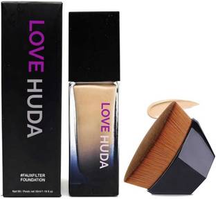 LOVE HUDA Professional Multi Use Flat Top Brush & Waterproof HD  Foundation
