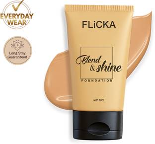 Flicka Blend & Shine Liquid Foundation For Face Makeup, 03 Caramel, 30ml Foundation