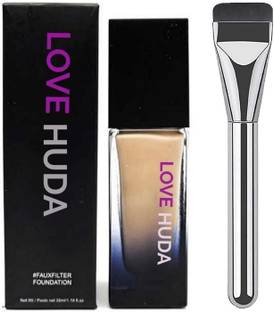 LOVE HUDA Waterproof Liquid Finish HD Full Coverage Matte Finish Foundation Cream 24 Hours Foundation