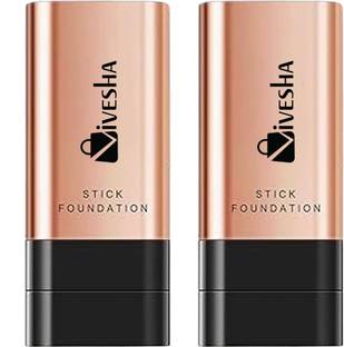 Vivesha 2 in 1 Luxury Anti-Wrinkle Foundation Stick Long-Lasting With Brush 2 Pcs Foundation