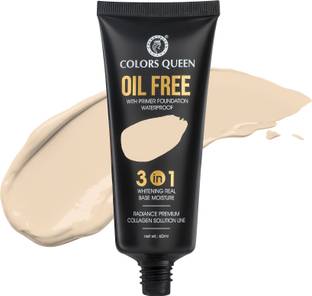 COLORS QUEEN 3 in 1 Oil Free, Long Lasting Waterproof Liquid Foundation with Primer Foundation