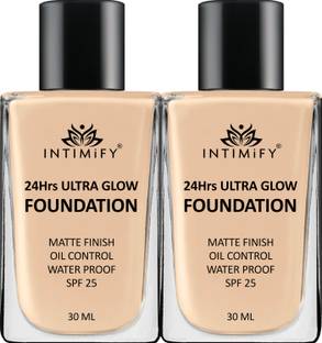 INTIMIFY Ultra Glow Foundation with Matte Finish, Water Proof & SPF 25 (Pack of 2) Foundation