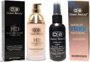 OCEAN BEAUTY Waterproof High Coverage Liquid Matte Finish Foundation Cream And Makeup Fixer Foundation