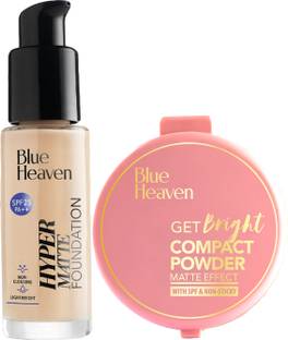 BLUE HEAVEN Hyper Matte Foundation 30Ml + Get Bright Compact Powder_16G Vanilla101 Foundation