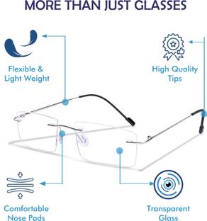Redex Rimless (+1.50) Rectangle Reading Glasses