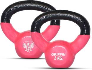 GRIFFIN Fitness cast iron kettle bell 2 kg pink color for gym workout Pink Kettlebell, Indian Clubs