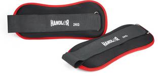 HANDLER Adjustable Neoprene Ankle Weights – Wrist & Leg Weights for Women 2 KG X 2 Black Ankle & Wrist Weight