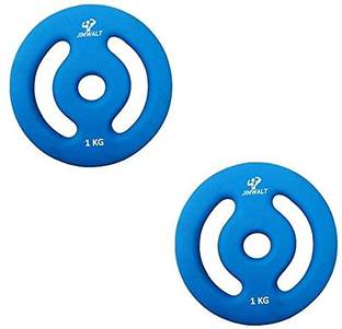 JIMWALT 2 kg Neoprene Coated Cast Iron Weight Plates Home Gym Combo