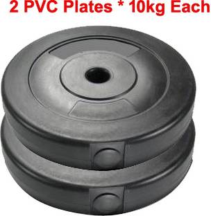L'AVENIR FITNESS 20kg (10kg * 2pcs.) PVC Weight Lifting Black Weight Plate