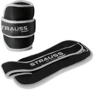 Strauss (1 Kg x 2) Round Shape Ankle Weight | Wrist & Leg Weight, 1Kg Each, Pair Grey, Black Ankle & Wrist Weight