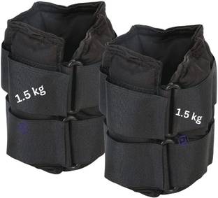 PIYUSH LIFESCIENCE Weight Cuffs Packs,Ankle Cuff,Adjustable Ankle Weight 1.5KG X 2 - Pack Of 2 Black Ankle Weight, Ankle & Wrist Weight, Wrist Weight
