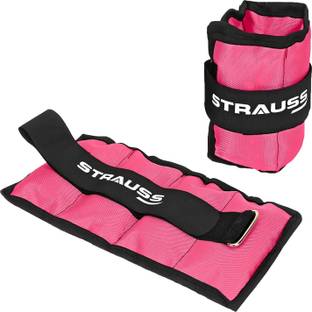 Strauss (0.5 Kg x 2) Ankle Weight | Wrist & Leg Weights Cuff, 0.5Kg Each, Pair Pink Ankle & Wrist Weight