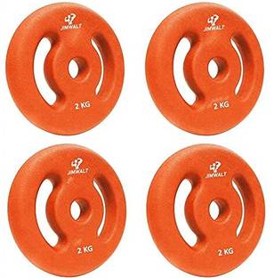 JIMWALT 8 kg Neoprene Coated Cast Iron Weight Plates Home Gym Combo