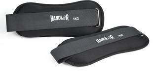 HANDLER Adjustable Neoprene Ankle Weights – Wrist & Leg Weights for Women 1 KG X 2 Black Ankle & Wrist Weight