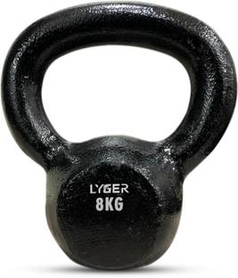 LYGER Kettlebell for Strength/Fitness/Kettle Bell for Home Gym Black Kettlebell