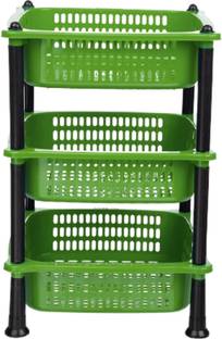 VM BOND 3 Steps Kitchen Stand Basket Rack Plastic Fruit & Vegetable Basket