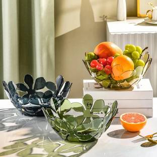 4MYL Transparent Petal Shaped Fruit Basket, Creative Flower Cutout Fruit Bowl Plastic Fruit & Vegetable Basket