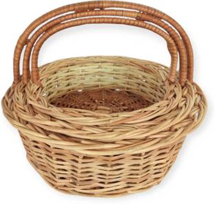 MBA TOKRI VALA Round Set of 3 Wicker Basket for Room Hamper|Gift|Wedding|Anniversary Wooden Fruit & Vegetable Basket