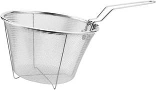 Gyanadh Stainless Steel Round Wire Mesh Drain Small Frying Basket with Folding Handle Stainless Steel Fruit & Vegetable Basket
