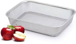 Shopping & Mart Rectangle Mesh Sink Basket Vegetable Fruit Colander Strainer 29x22x7.5 Stainless Steel Fruit & Vegetable Basket