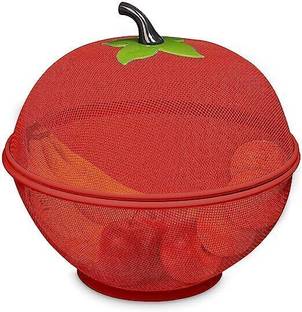 Red-Rubby Apple Shape Net Fruits Basket For Kitchen Steel Fruit & Vegetable Basket