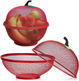 MSNB Apple-Shaped Fruit Basket (Big Size - Red) Steel Fruit & Vegetable Basket