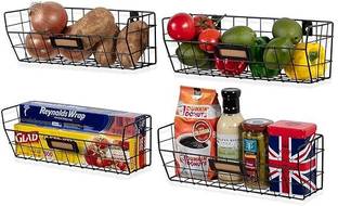 Indian Decor 28813 Wall Mounted Kitchen Storage Metal Wire Fruit Basket Iron Fruit & Vegetable Basket