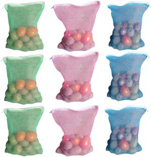 Home Organize Pack of 9 Foldable, washable fridge storage Bags with Zip for Fruits & Vegetable Nylon Fruit & Vegetable Basket