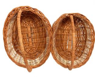 प्राणसुनीता Decorative Multipurpose Storage and Gifting Oval Kashmir Wicker Handle Basket - Set of 2 फल और सब्जी की टोकरी
