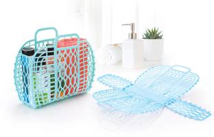 VIRAT Plastic Foldable Light Weight & Smart Lock Creative Design Fruit & Vegetable Storage Basket, Fruit Shopping Basket Multi Colour Plastic Fruit & Vegetable Basket