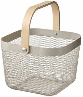 IKEA Basket, grey-beige, 25x26x18 cm (9 ¾x10 ¼x7 ") Steel Fruit & Vegetable Basket