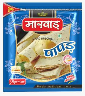 Marwar Urad Daal Papad (Handmade, Low Spicy & Rajasthani Flavor) 400g Zipper Pack of 1 Masala Papad