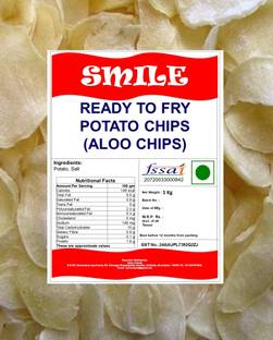 Smile Home Made Ready to Fry Raw Potato Chips / Ready to Fry Dry Aloo Chips (1 Kg) Fryums