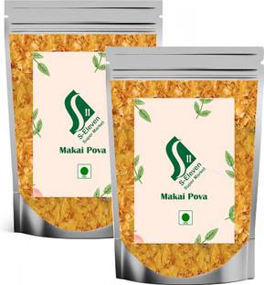 S Eleven Super Market Ready to Fry Corn Fryums/Maize Poha/Makai Poha Chivda Snacks(500g X 2) Fryums (Pack of 2)