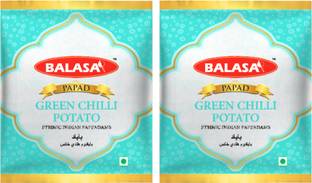 balasa GARLIC WITH GREEN CHILLI 400GMS Papad Masala Papad (Pack of 2)