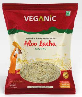 Veganic Aloo Lacha Ready to Fry | Dry Potato Sticks | Crunchy & Tasty Plain Aalu Lachha | Healthy Potato Wafers | Suitable For fasting | Aloo sev Fryums