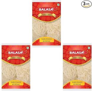 बालसा Sabudana Kurdai 300g, Crispy and Cruncy Ready to Fry Upwas Papad 100g(Pack of 3) 0.3 g