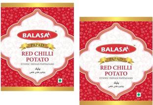 balasa RED CHILLI POTATO 400GMS Papad - Pack of 2 (Pack of 2)