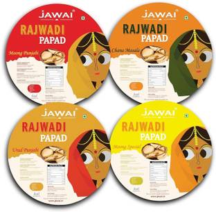 JAWAI Rajwadi Papad |Protein Rich Masala Papad | Handmade Papad | Assorted Flavour Masala Papad (Pack of 4)