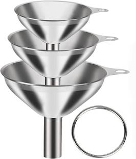 Linist Set of 3 Stainless Steel Funnels with Long Handle Stainless Steel Funnel Set